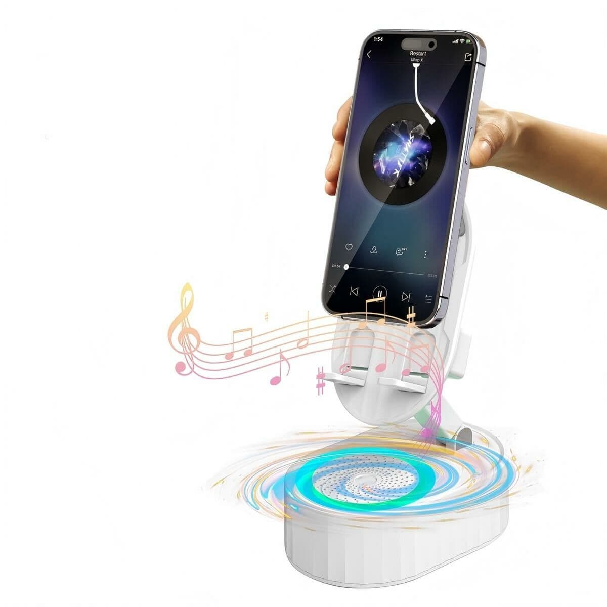 Smartphone Halter mit Lautsprecher Kinglucky ZJ-016 Weiß 5W - Thumbnail 2