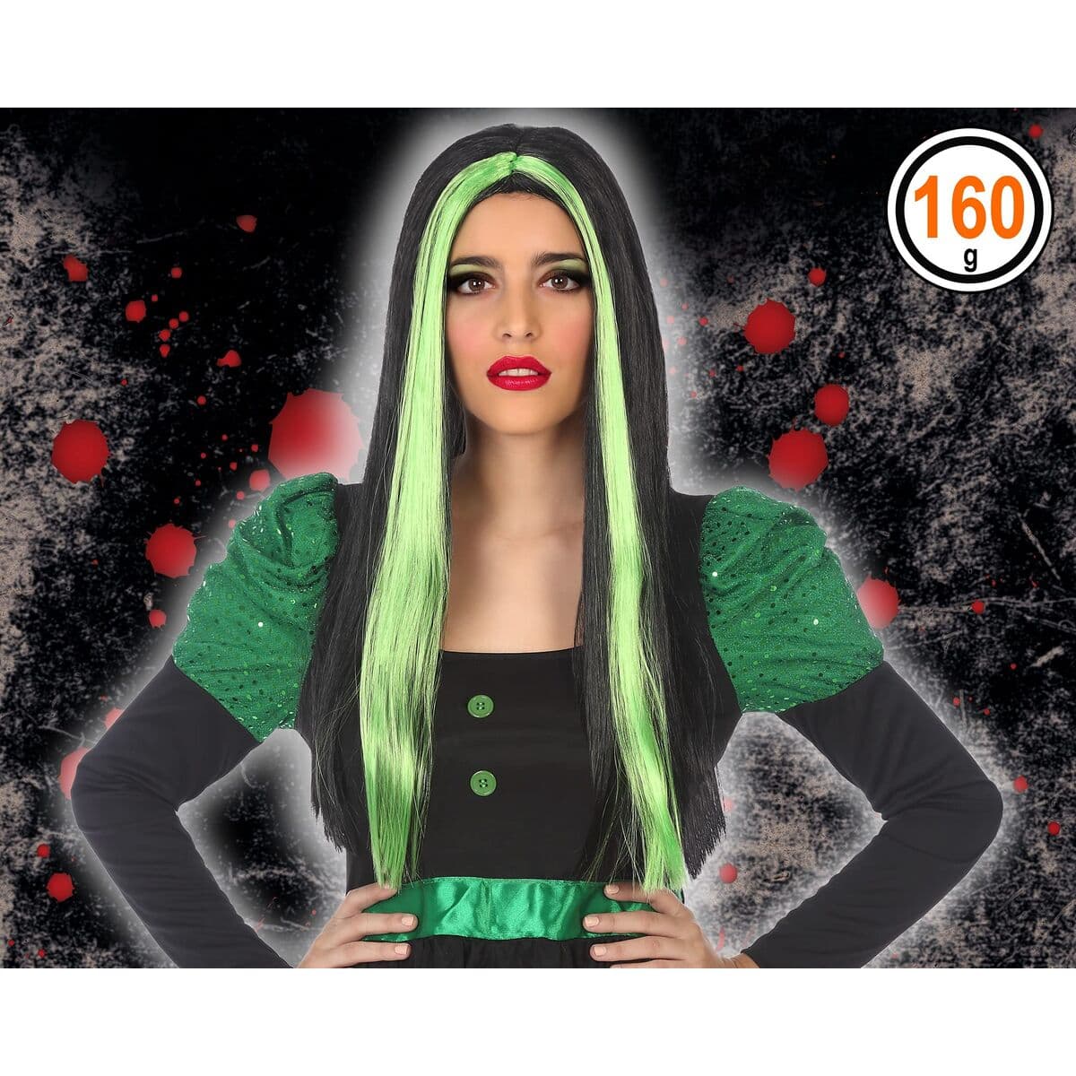 Halloween Perücke 118189 grün (Restauriert A) - Thumbnail 2