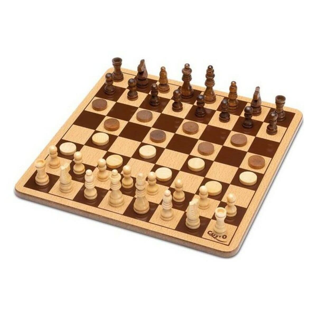 Schach- und Dame-Brett Cayro 751 Holz - Thumbnail 2