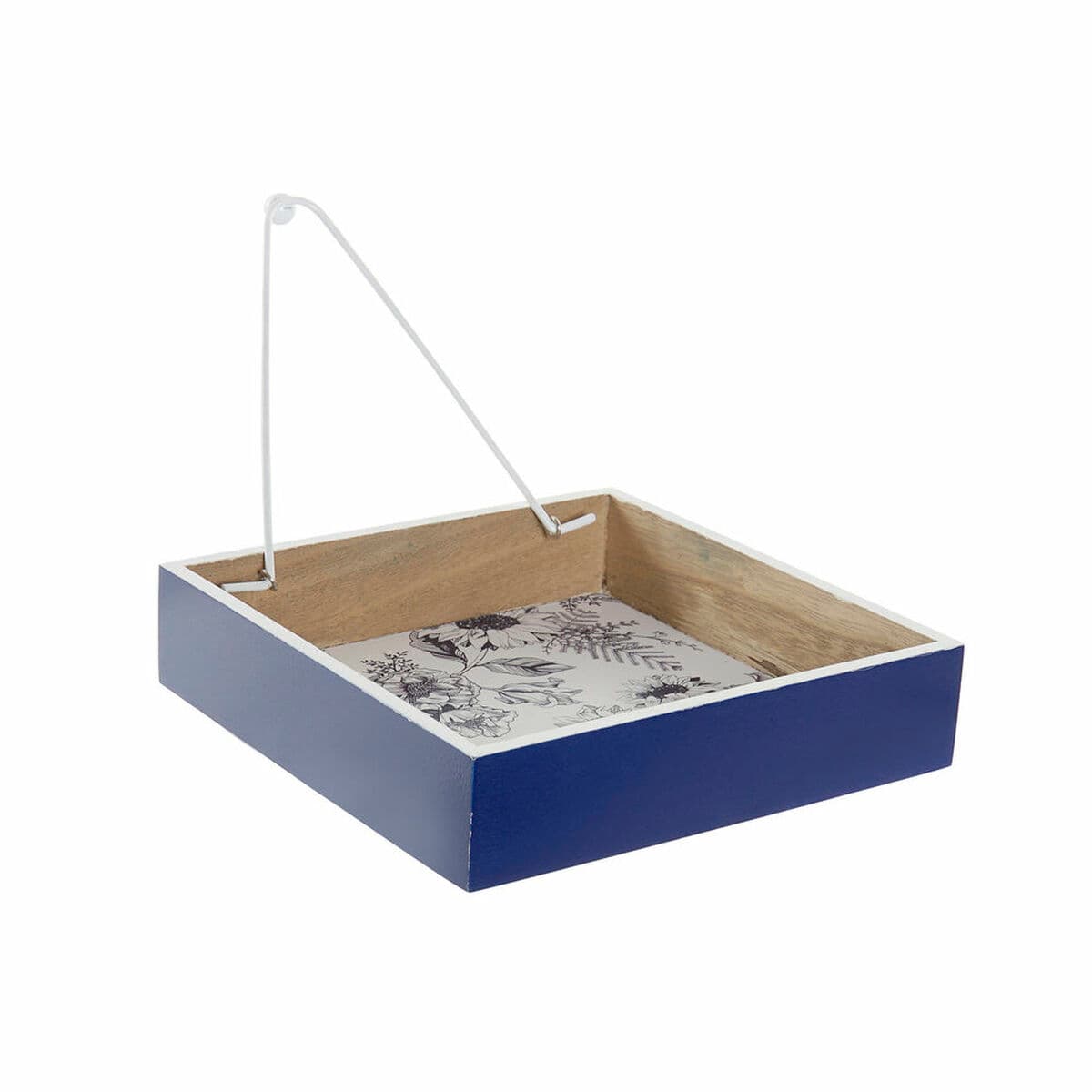 Serviettenring DKD Home Decor Metall Weiß Marineblau Holz MDF (2 pcs) - Thumbnail 3