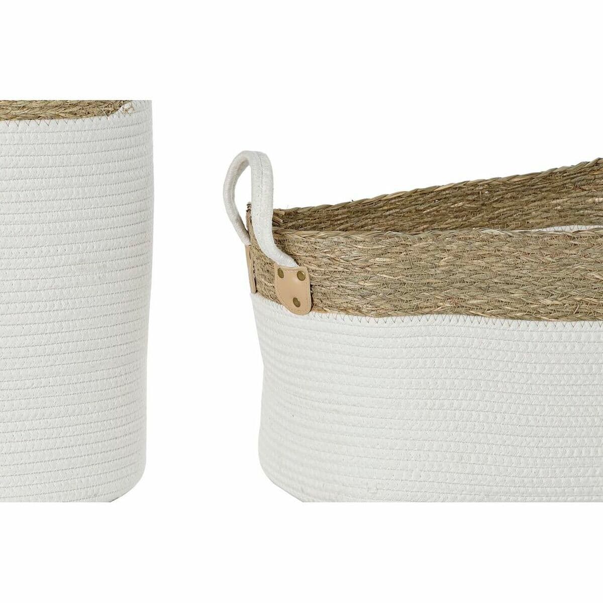 Korb-Set DKD Home Decor Weiß Braun Naturfaser 41 x 41 x 52,5 cm - Thumbnail 4