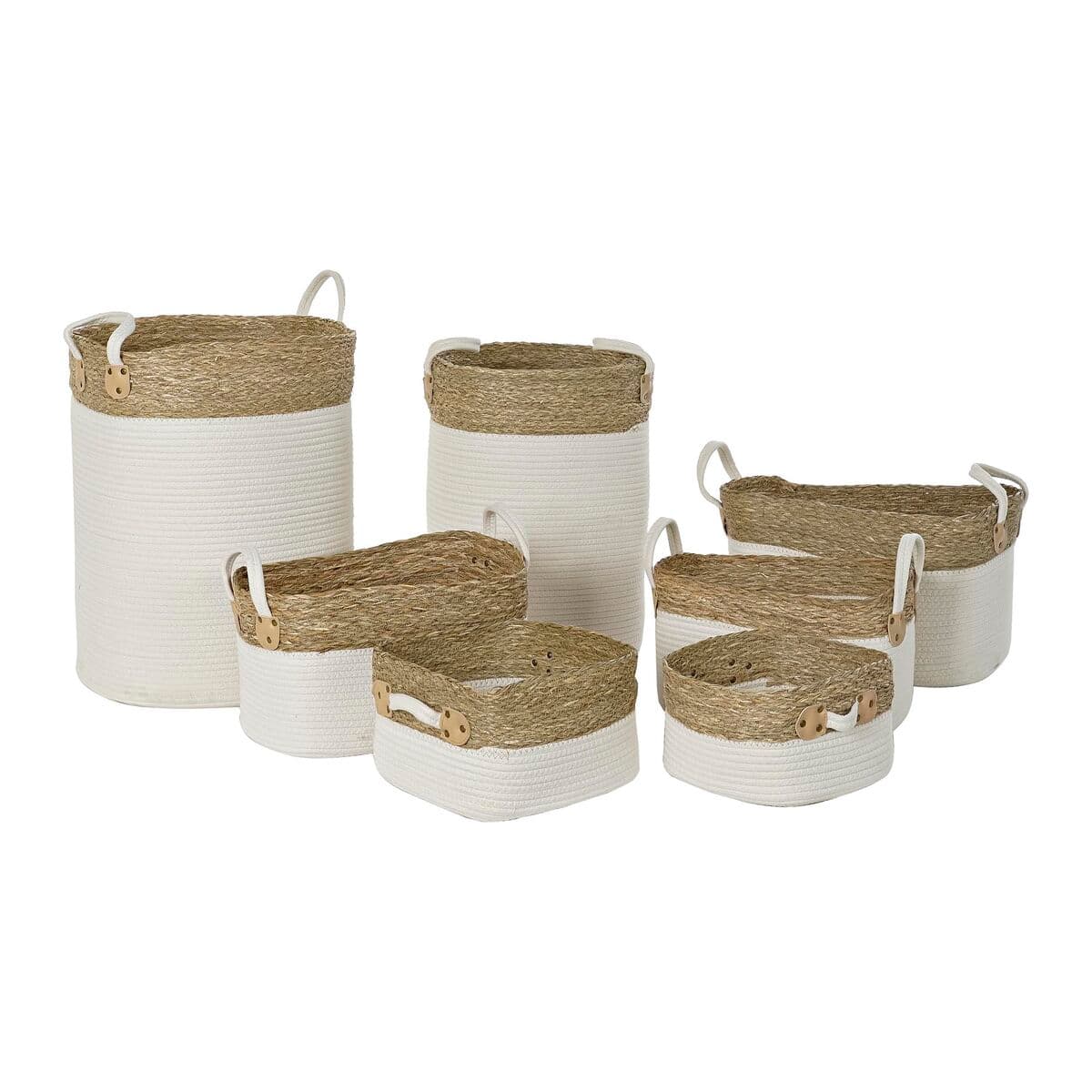 Korb-Set DKD Home Decor Weiß Braun Naturfaser 41 x 41 x 52,5 cm — Bild 1