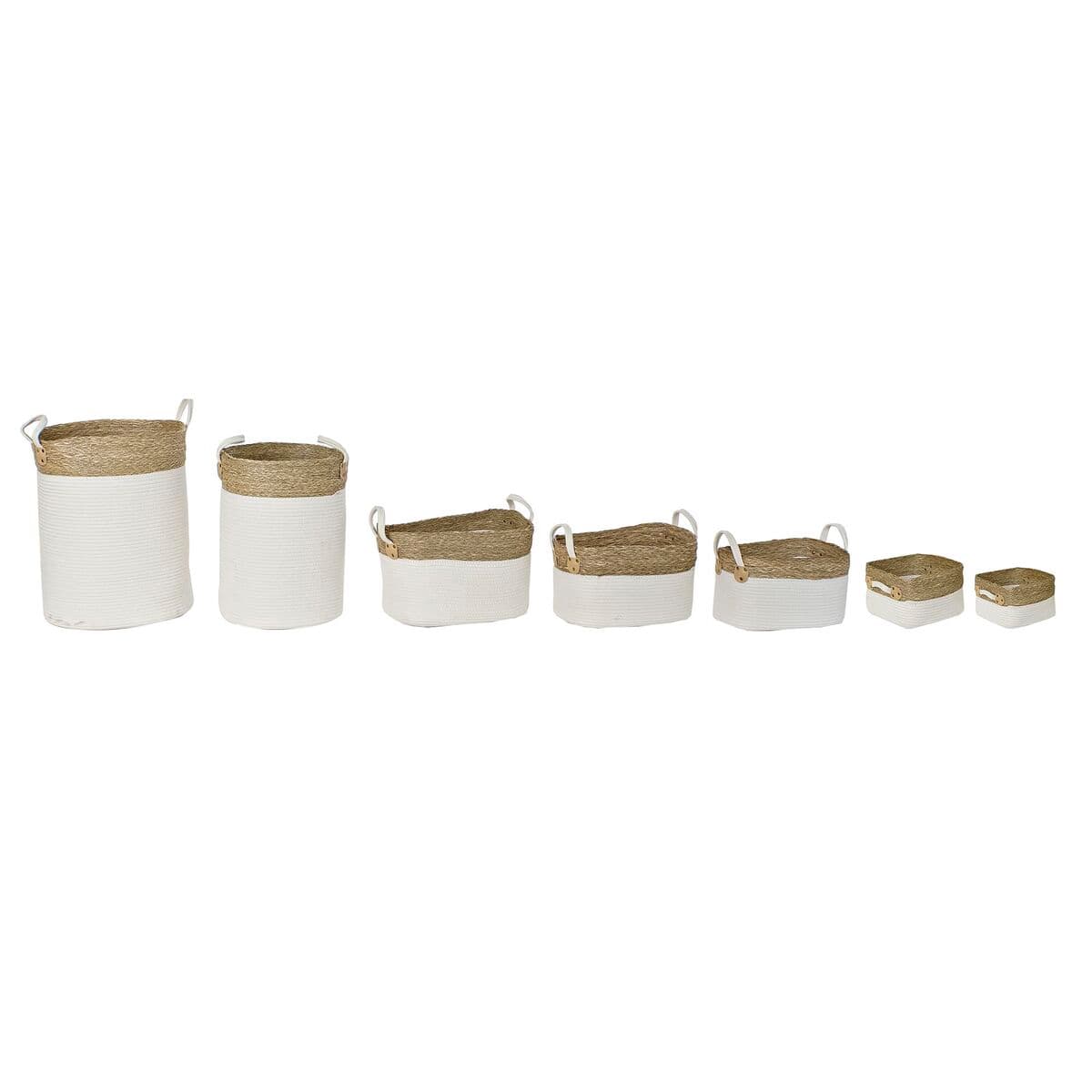 Korb-Set DKD Home Decor Weiß Braun Naturfaser 41 x 41 x 52,5 cm - Thumbnail 2