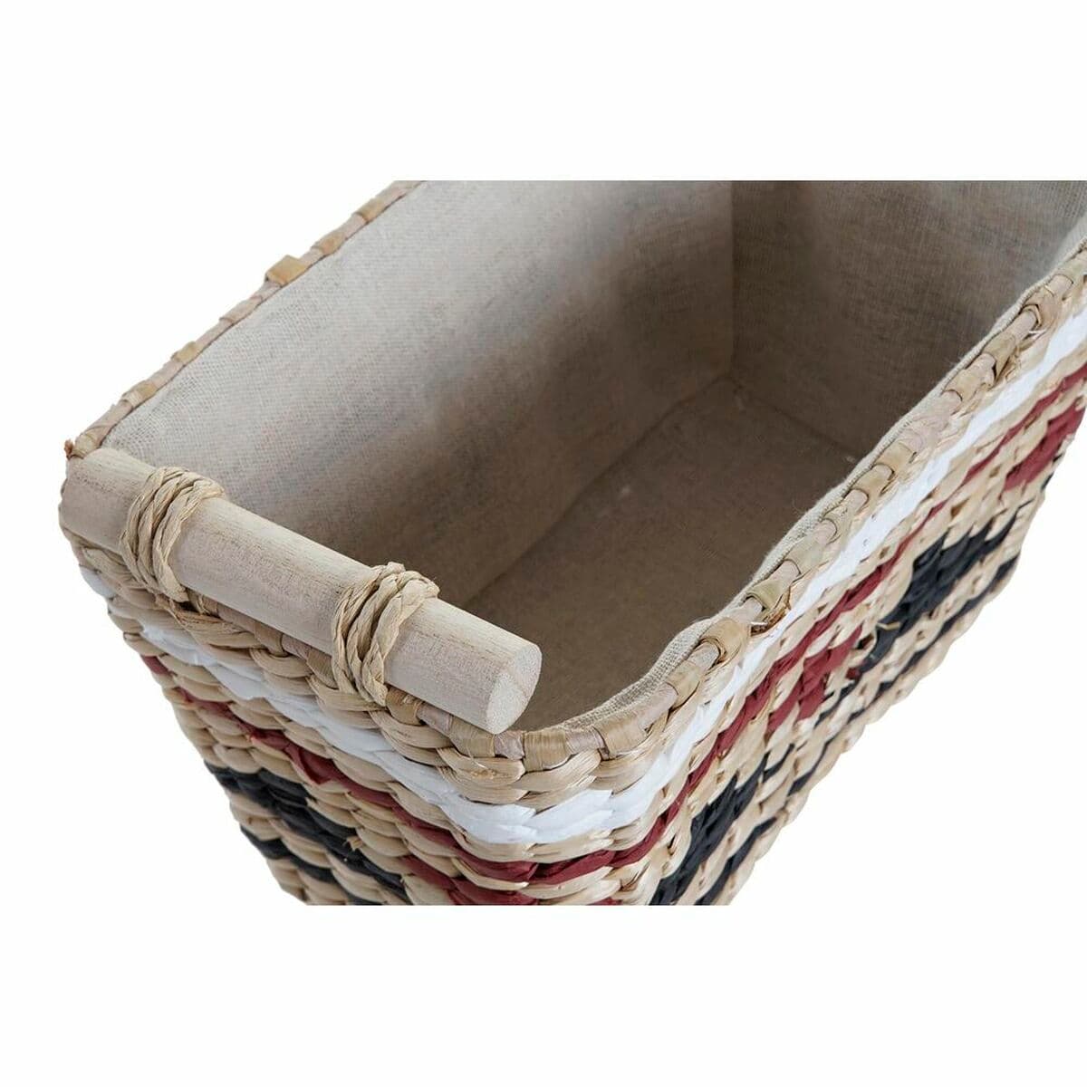 Korb-Set DKD Home Decor Weiß Schwarz Granatrot natürlich Naturfaser 39 x 27 x 24 cm 3 Stücke - Thumbnail 3