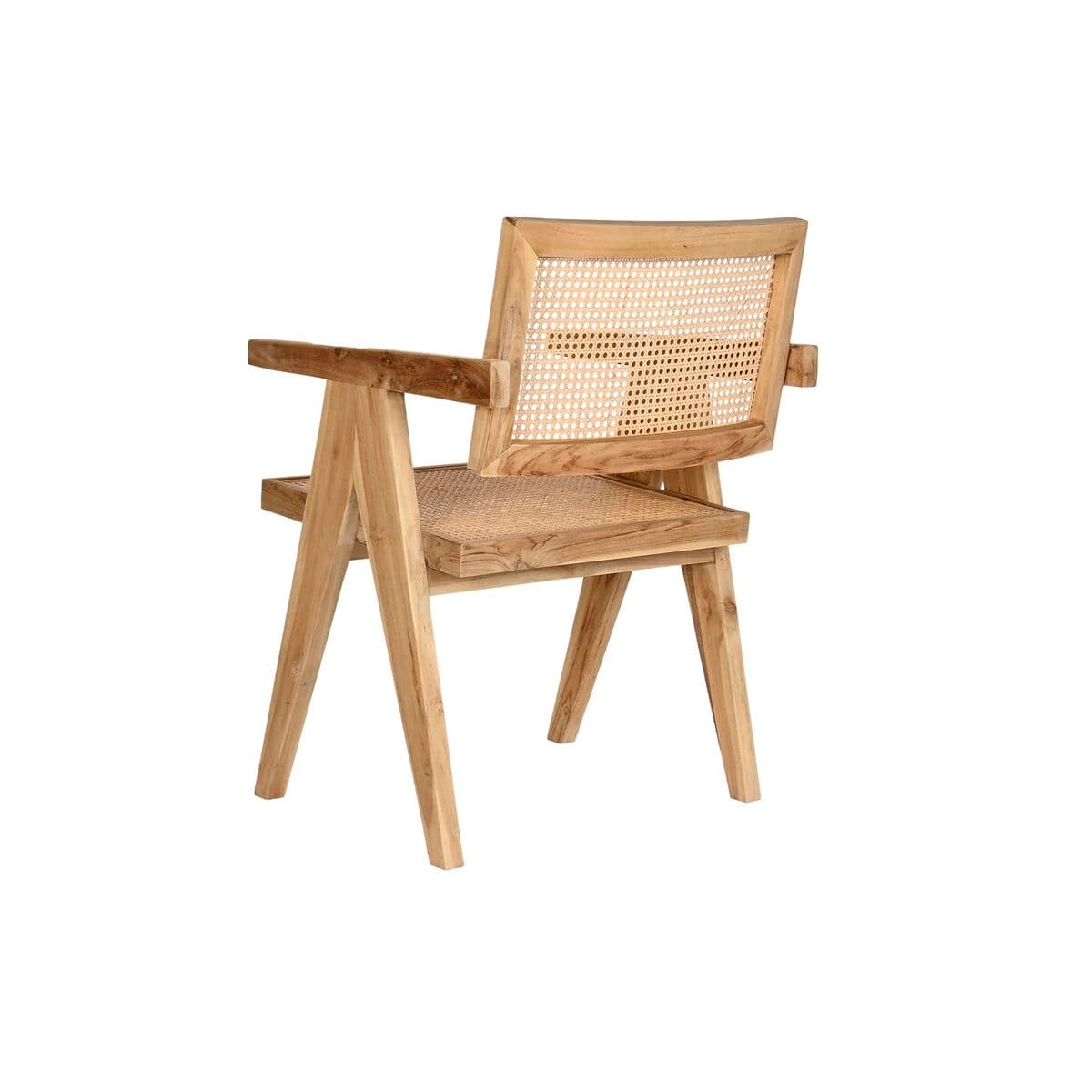 Esszimmerstuhl DKD Home Decor natürlich Teakholz Rattan (58 x 56 x 82 cm) - Thumbnail 2