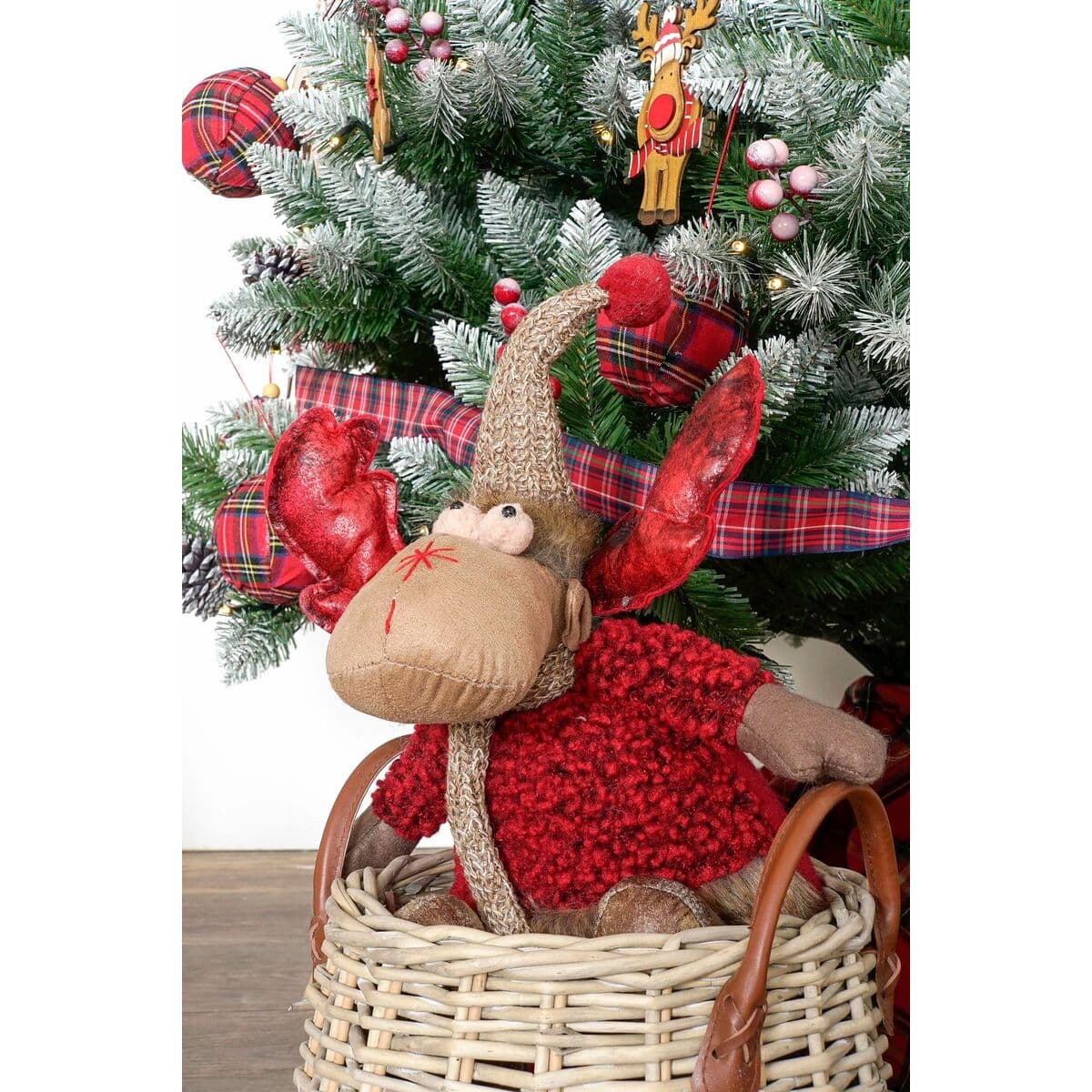 Weihnachtsschmuck DKD Home Decor Rot Grau Rentier 27 x 19 x 32 cm (2 Stück) - Thumbnail 2