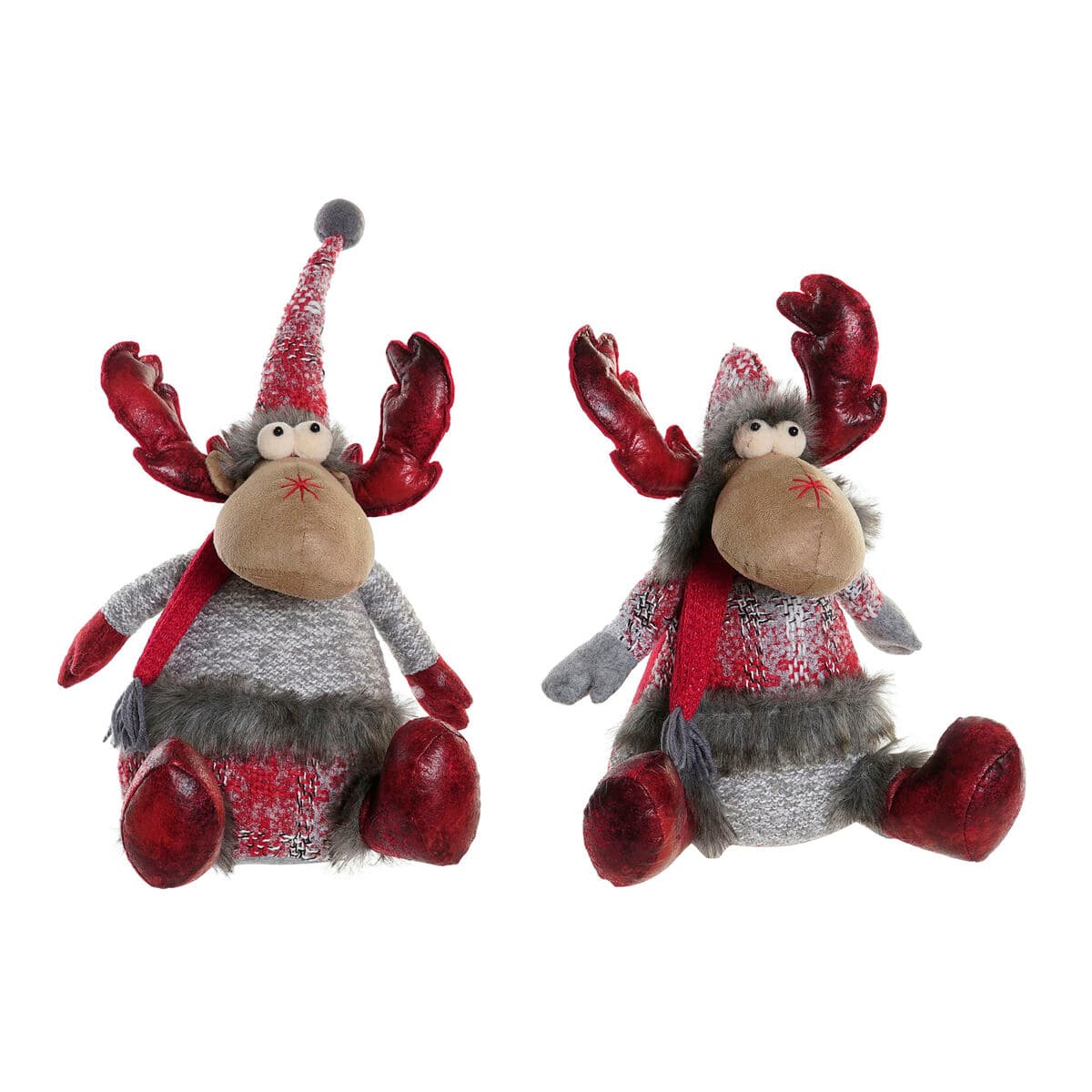 Weihnachtsschmuck DKD Home Decor Rot Grau Rentier 27 x 19 x 32 cm (2 Stück) - Thumbnail 5