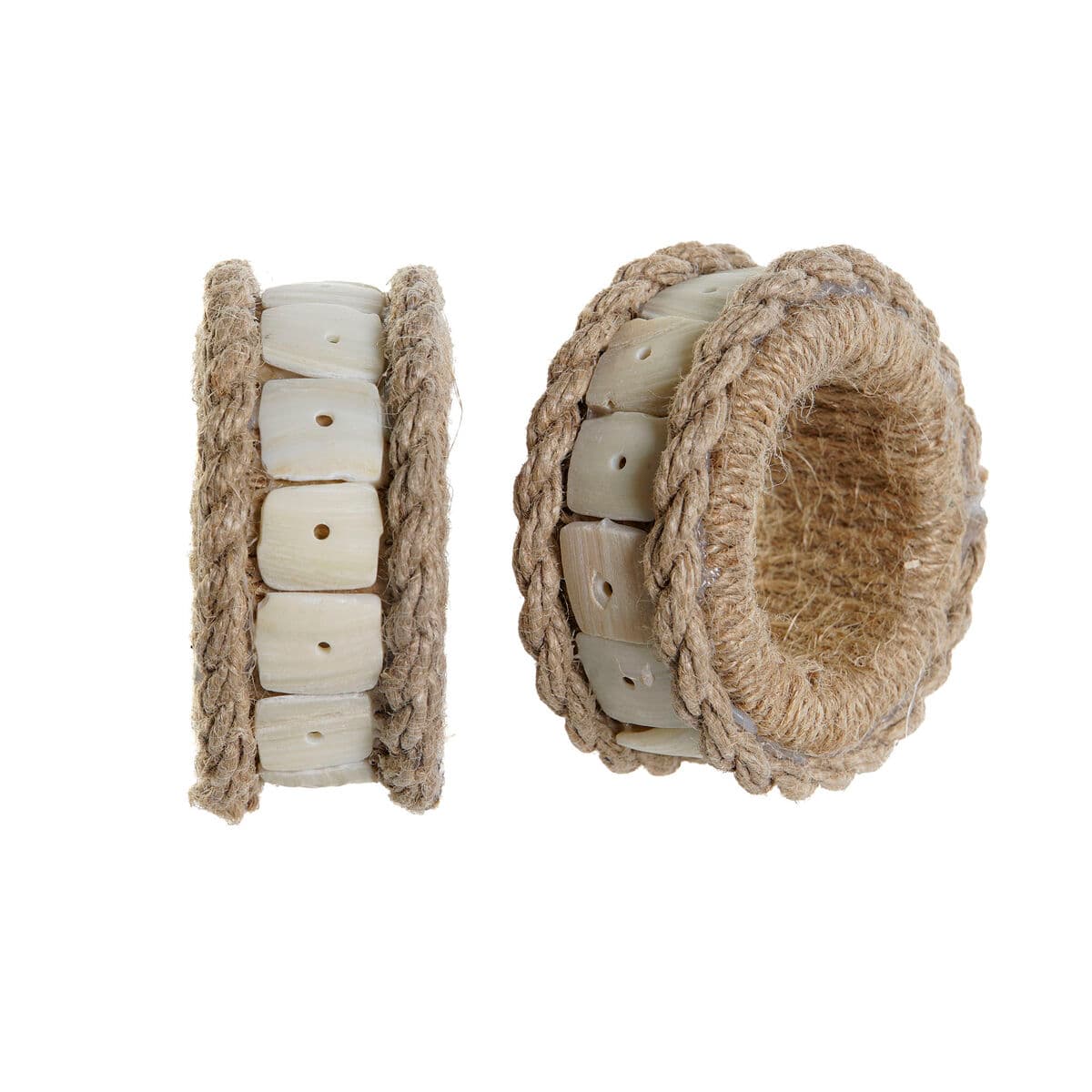 Serviettenring DKD Home Decor natürlich Jute Harz Aluminium 6 x 3 x 6 cm 4 Stücke - Thumbnail 3