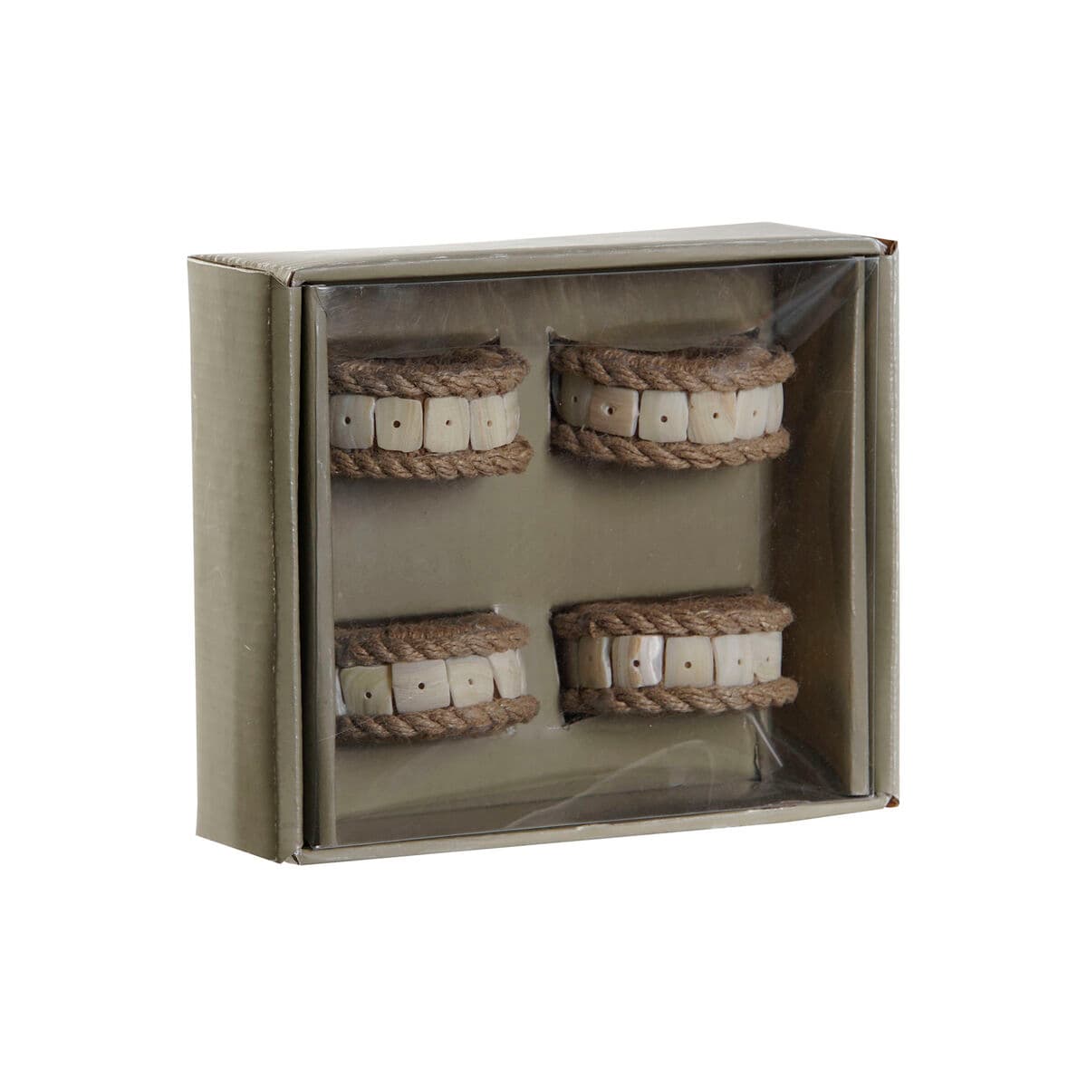 Serviettenring DKD Home Decor natürlich Jute Harz Aluminium 6 x 3 x 6 cm 4 Stücke - Thumbnail 4