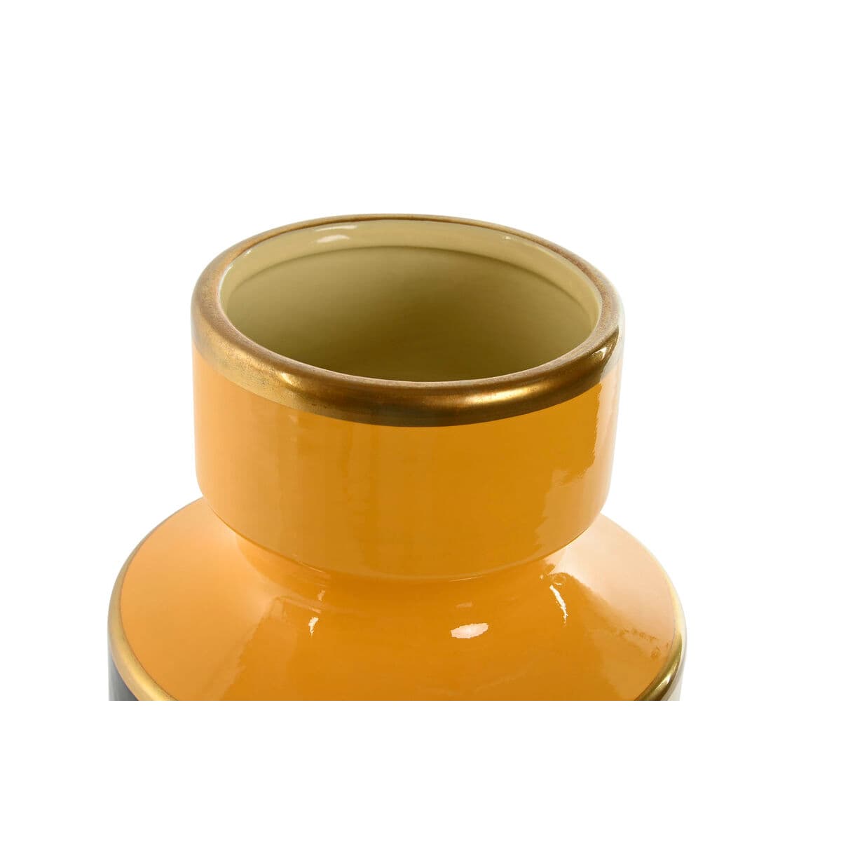 Vase Home ESPRIT Gelb Schwarz Gold Porzellan 14 x 14 x 24,5 cm - Thumbnail 2