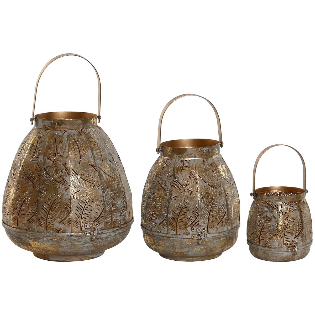 Kerzenschalensatz Home ESPRIT Gold Metall 25 x 25 x 28 cm (3 Stück) — Bild 1