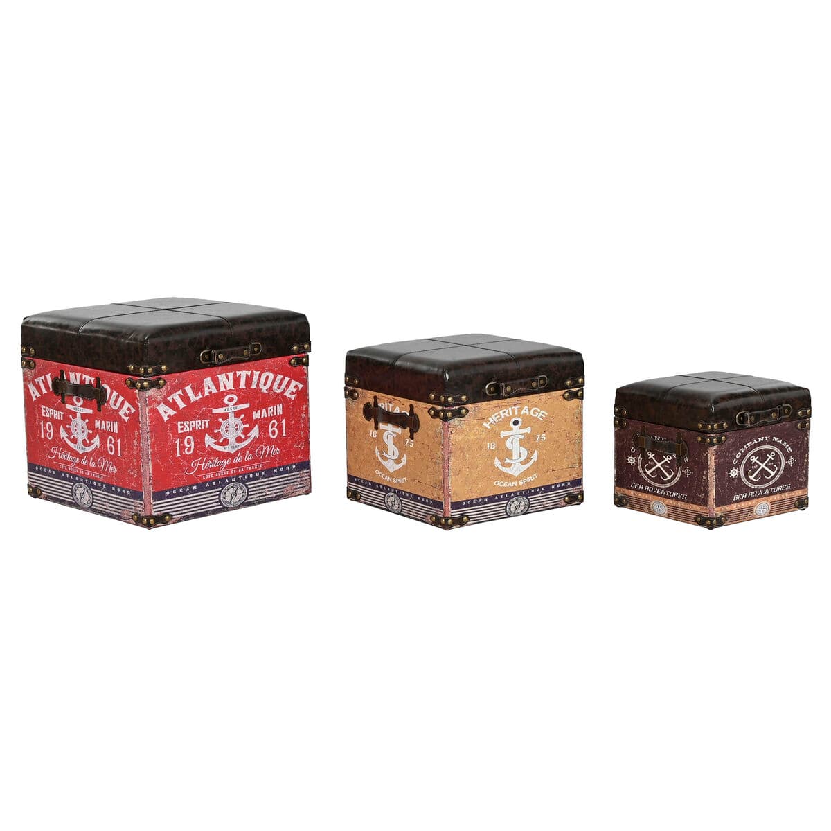 Set dekorativer Karten Home ESPRIT Braun Bunt Polyurethan Holz Vintage (3 Stücke) — Bild 1