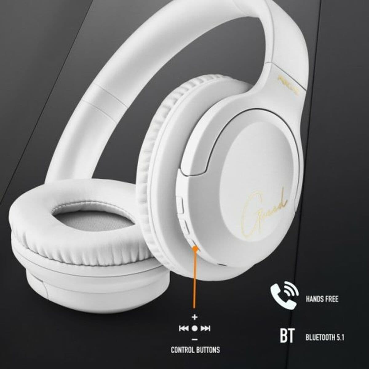 Bluetooth Kopfhörer mit Mikrofon NGS ARTICA GREED Weiß Schwarz (Restauriert A) - Thumbnail 8