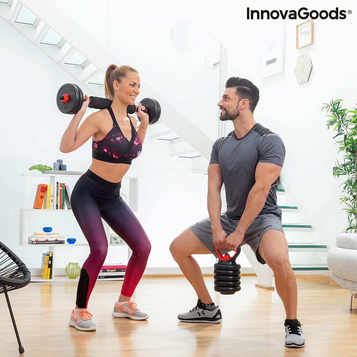 6 in 1 Verstellbarer Hantelsatz mit Trainingsanleitung Sixfit InnovaGoods   Eisen (Restauriert B) - Thumbnail 4