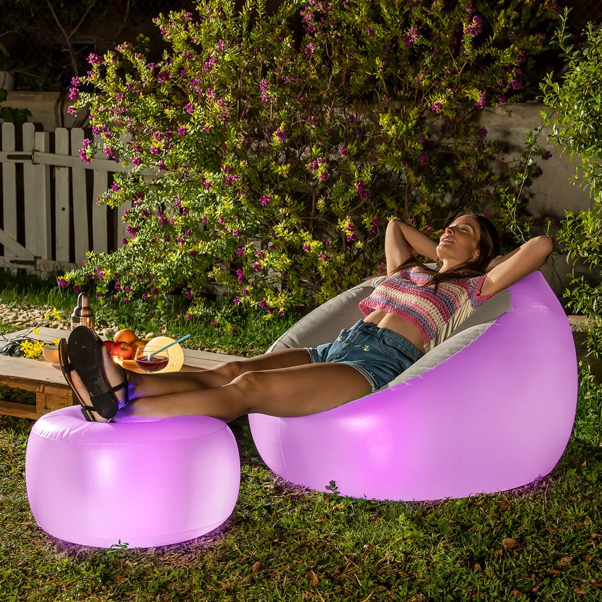 Aufblasbarer Sessel mit buntem LED-Licht und Fernbedienung Chight InnovaGoods - Thumbnail 6