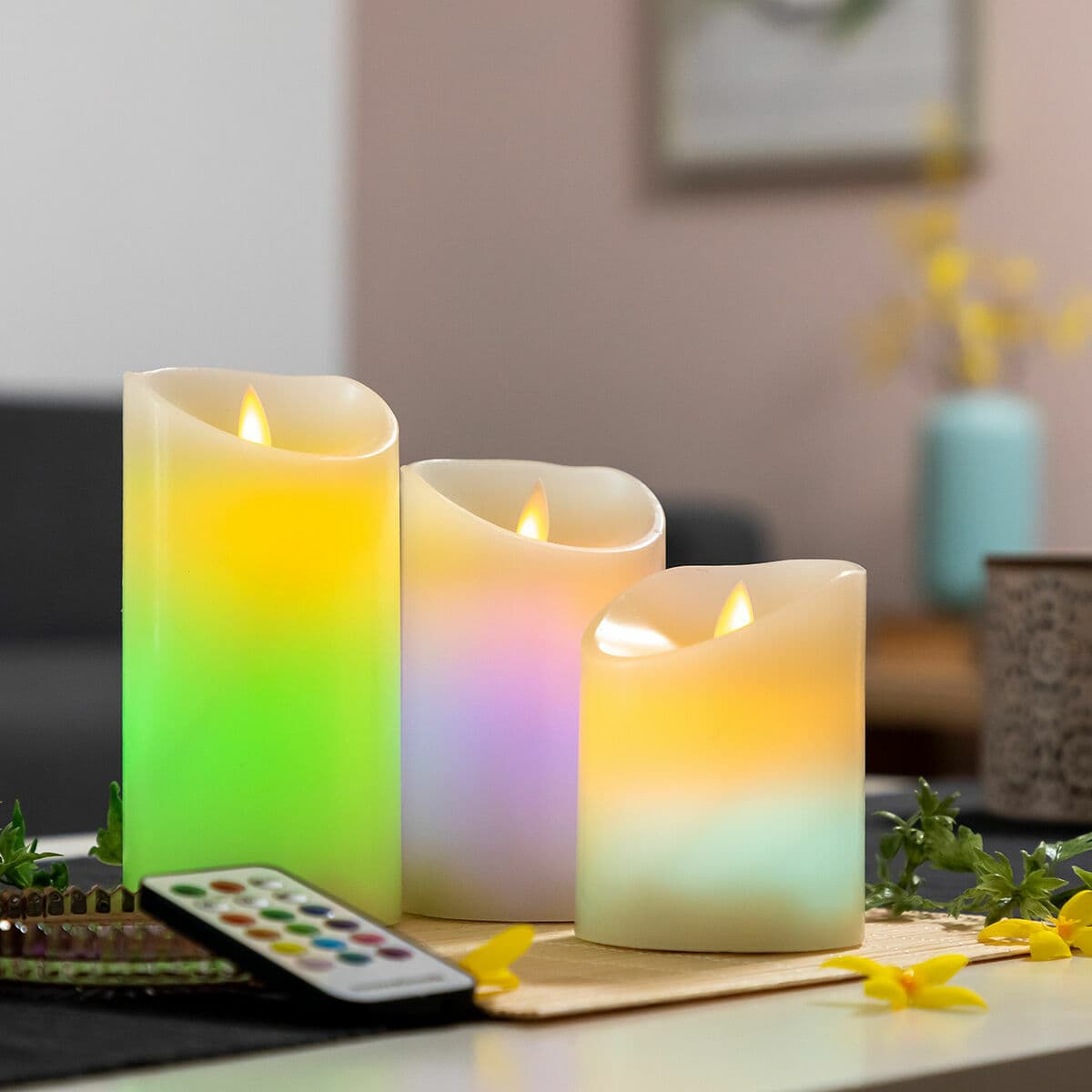 Mehrfarbige LED-Kerzen Flammeneffekt mit Fernbedienung Lendles InnovaGoods Weiß 3 Stück (Restauriert A) - Thumbnail 4