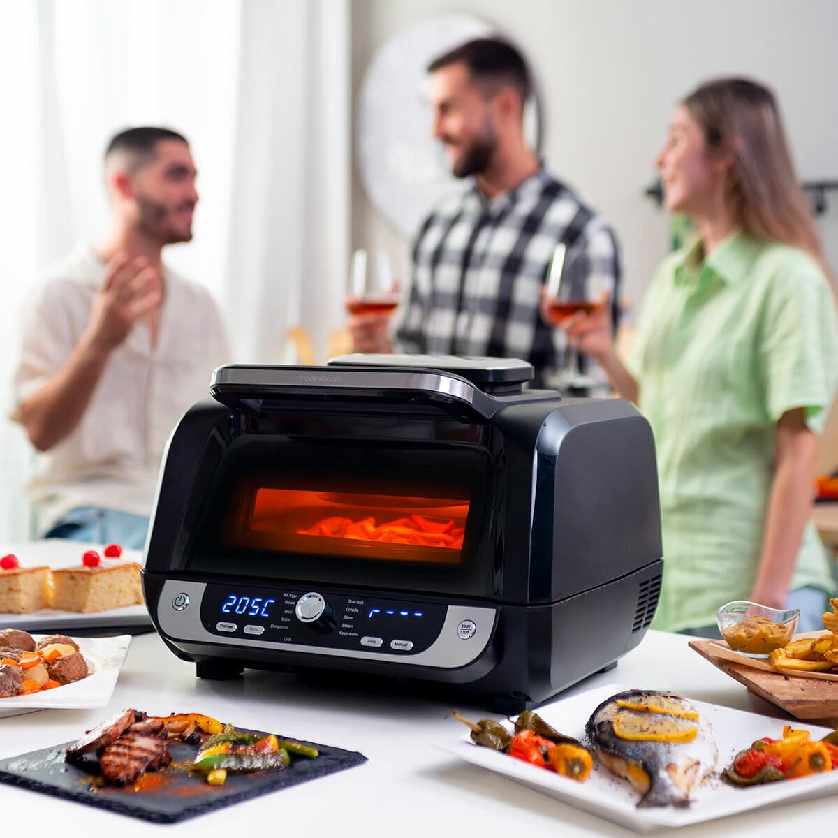 Heißluftfritteuse mit Grill, Zubehör und Rezeptbuch InnovaGoods Fryinn 12-in-1 6000 Schwarz Stahl 3400 W 6 L - Thumbnail 3