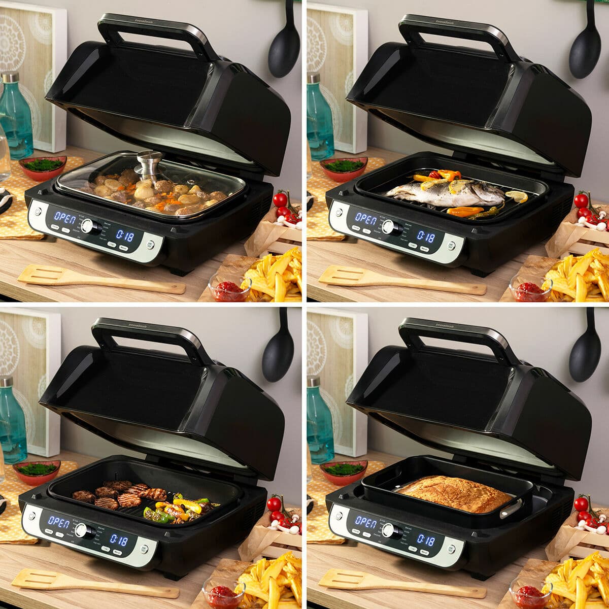 Heißluftfritteuse mit Grill, Zubehör und Rezeptbuch InnovaGoods Fryinn 12-in-1 6000 Schwarz Stahl 3400 W 6 L - Thumbnail 4