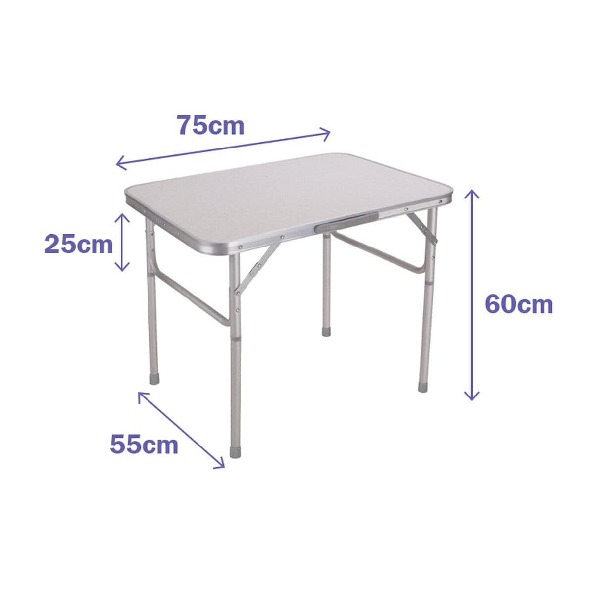Marbueno Faltbarer Aluminiumtisch D25 Sortiert Camping und Strand 75X55X25/60 cm 10013 - Thumbnail 4