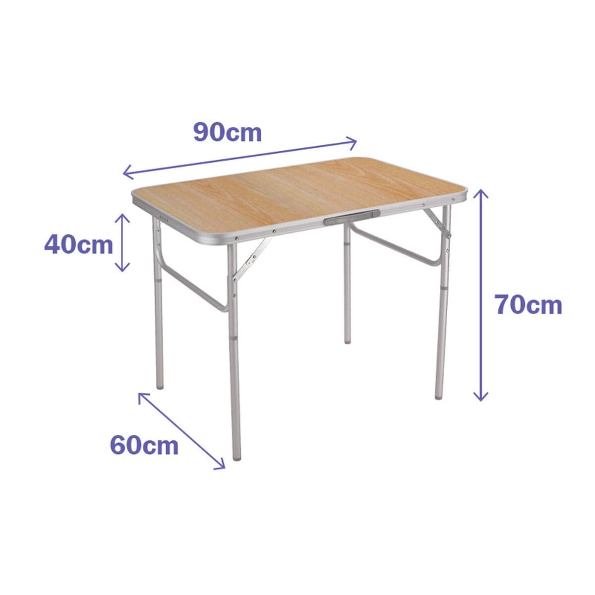 Marbueno Faltbarer Aluminiumtisch D25 Sortiert Camping und Strand 90X60X39/70 cm 10014 - Thumbnail 4