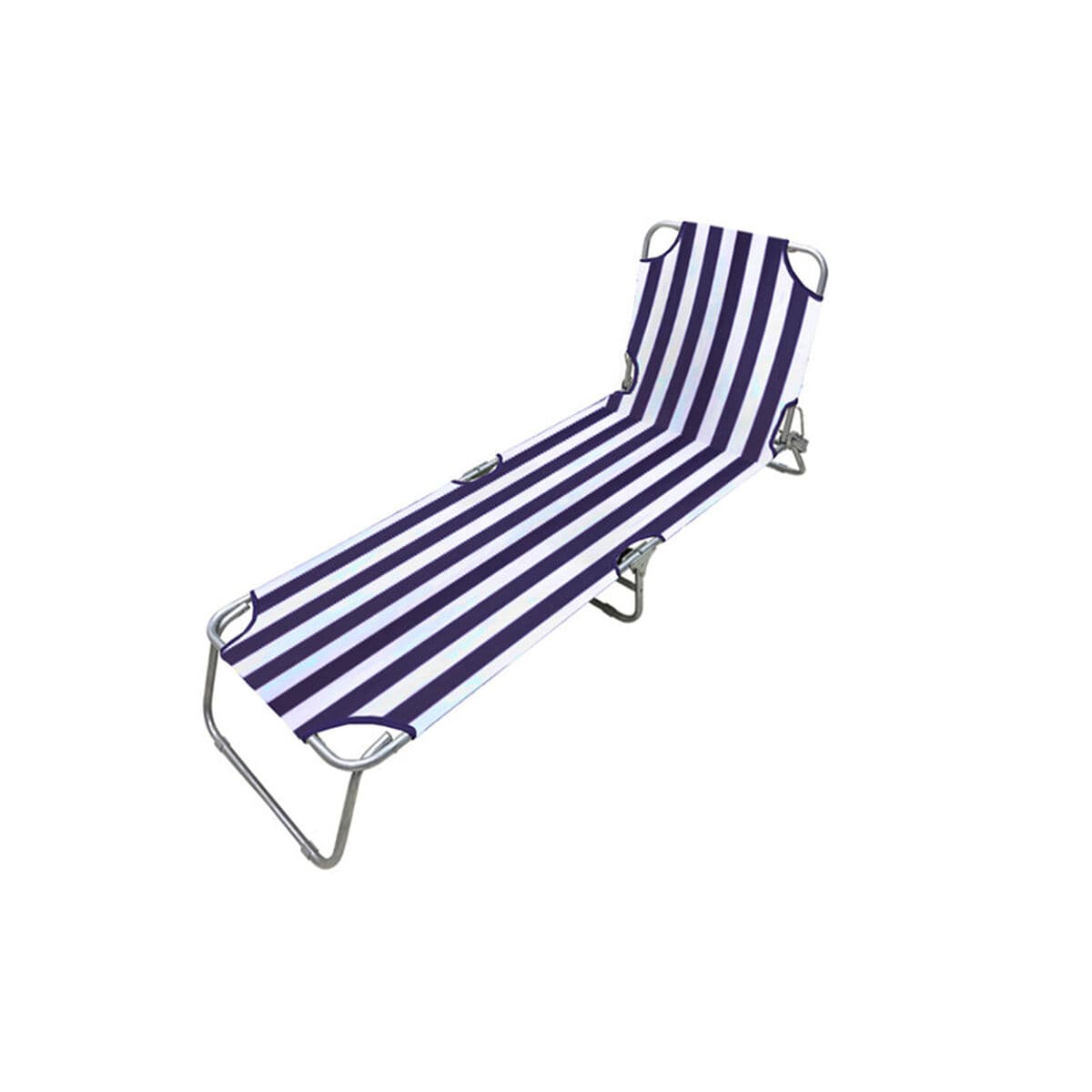 Marbueno Klappbarer Stahl Liegestuhl Blaue und Weiße Streifen Strand und Pool 187X55X24 cm 10020 — Bild 1