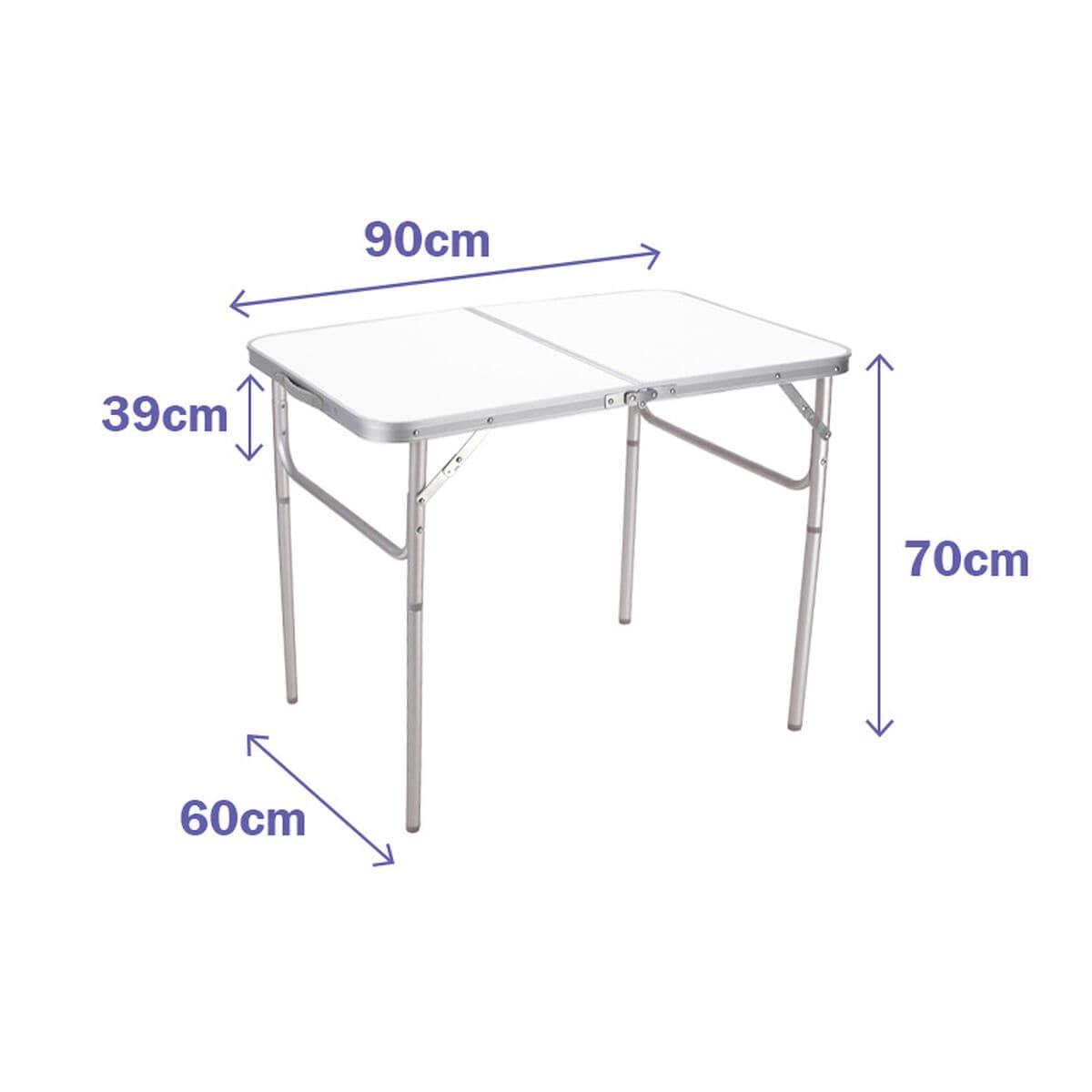 Marbueno Klappbarer Aluminiumtisch D25 Sortiert Camping und Strand 90X60X39/70 cm 10031 - Thumbnail 4