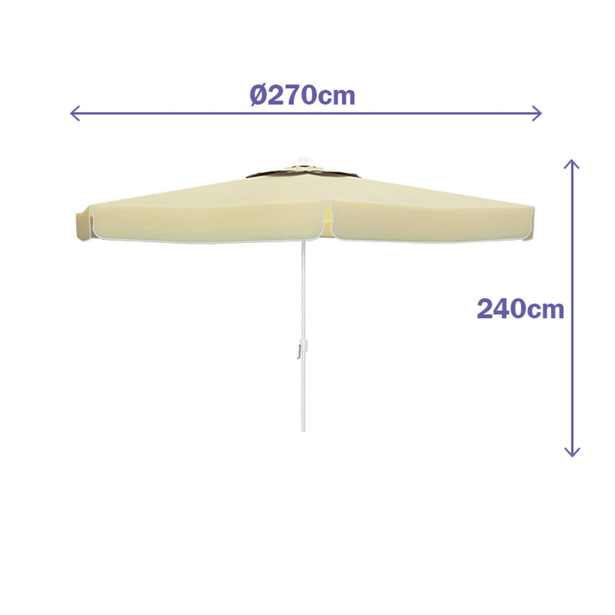 Marbueno Alu-Sonnenschirm 8 Streben D270 cm Polyester Weiß Garten, Pool und Terrasse 10182 - Thumbnail 3