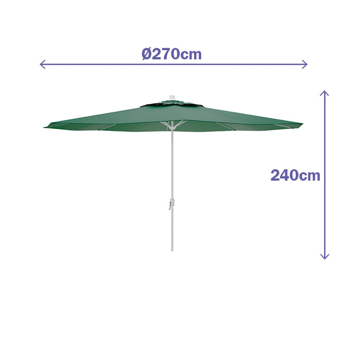 Marbueno Sonnenschirm Stahl 8 Streben D270 cm Polyester Grün Garten, Pool und Terrasse 10188 - Thumbnail 3