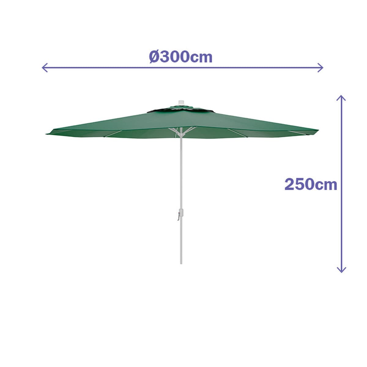Marbueno Sonnenschirm Stahl 8 Streben D300 cm Polyester Grün Garten, Pool und Terrasse 10190 - Thumbnail 3