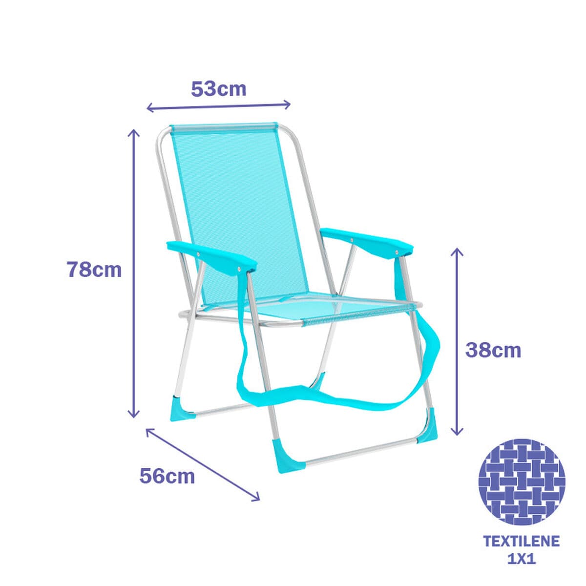 Marbueno Klappstuhl Aluminium Aquamarin Strand und Pool 53X56X78 cm 10307 - Thumbnail 2