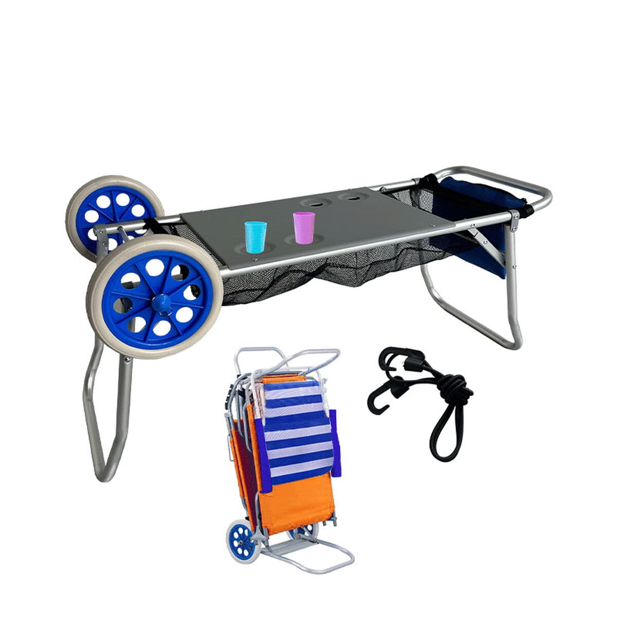 Marbueno Klapptisch mit Stuhlhalterung Aluminium Cabrio Camping & Strand 108X51X51 cm 10361 - Thumbnail 3