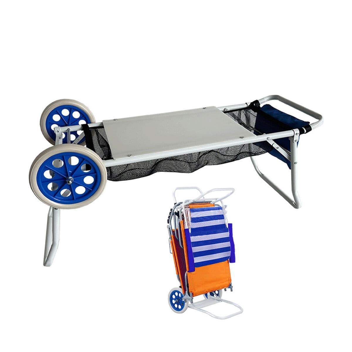 Marbueno Wagen tragstühle Stahl konvertierbar Tisch Camping und Strand 108X51X51 cm 10362 - Thumbnail 2
