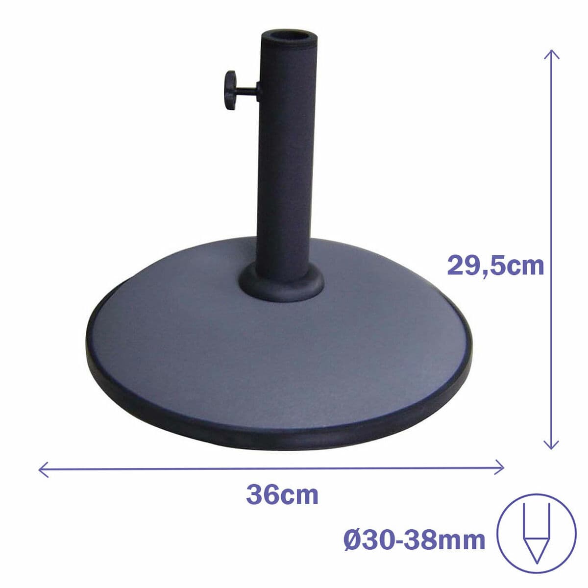 Marbueno Sonnenschirm-Basis Rund Beton 36x29,5 cm 11KG Grau Garten, Pool, Terrasse - Thumbnail 2