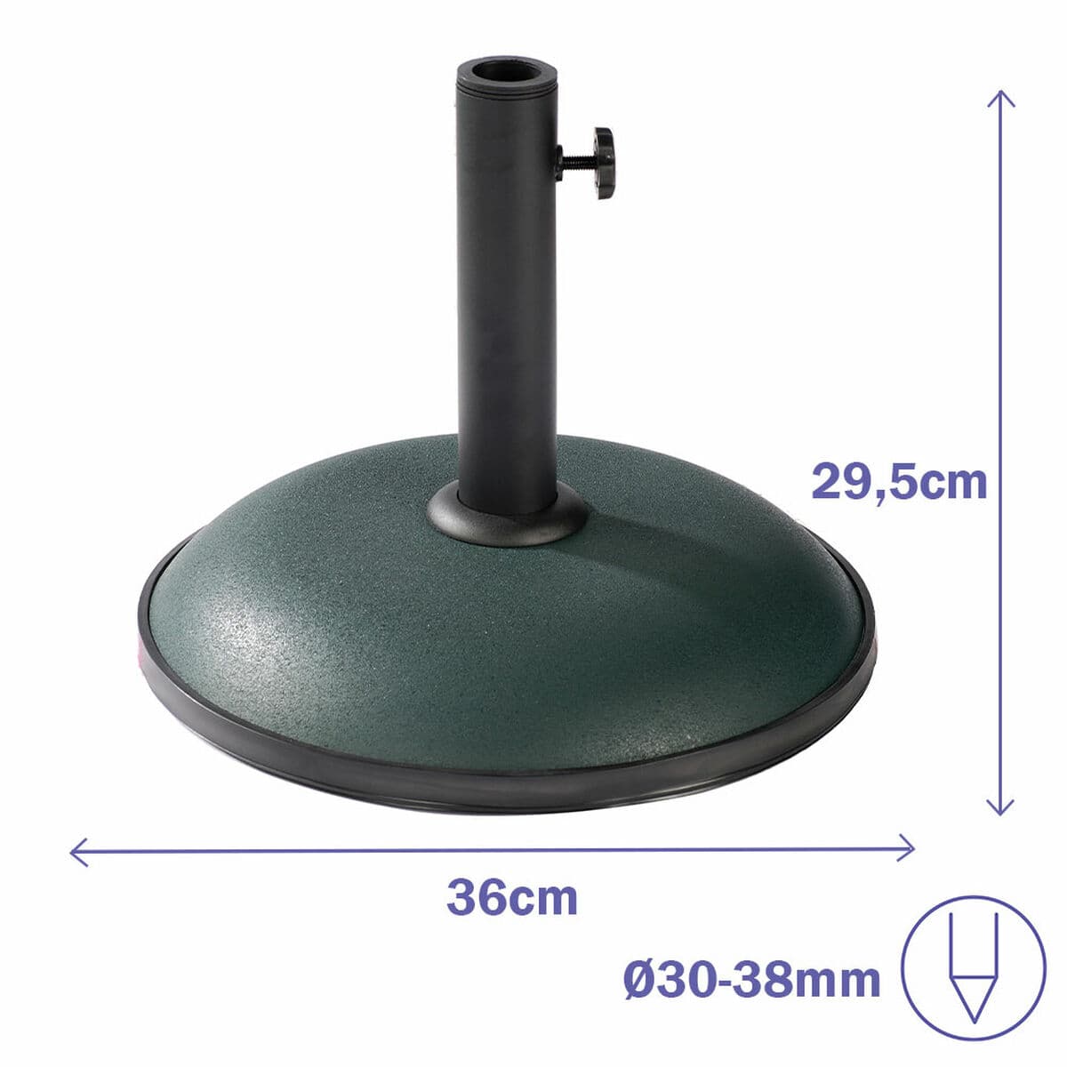 Marbueno Sonnenschirmbasis Rund Beton 36x29,5 cm 11KG Grün Garten, Pool, Terrasse 10443 - Thumbnail 2