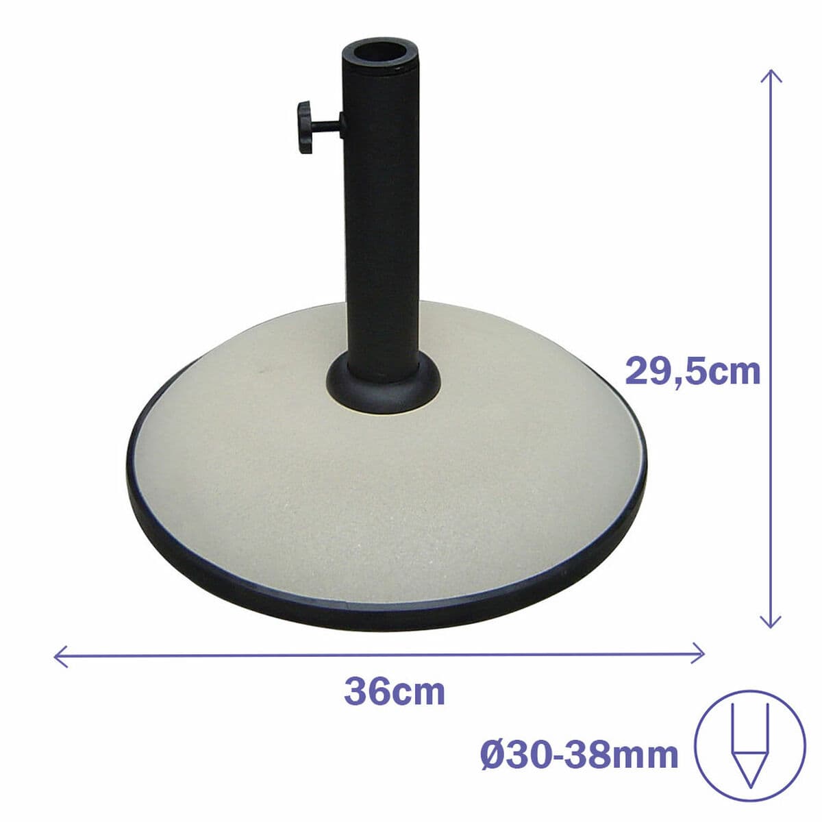 Marbueno Sonnenschirmbasis Rund Beton 36x29,5 cm 11KG Weiß Garten, Pool, Terrasse - Thumbnail 2
