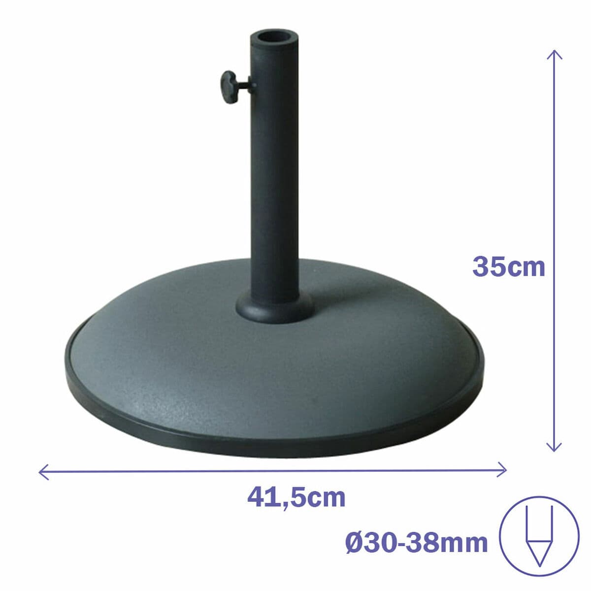 Marbueno Sonnenschirmständer Rund Beton 41,5x35 cm 15KG Grau Garten, Pool, Terrasse - Thumbnail 2