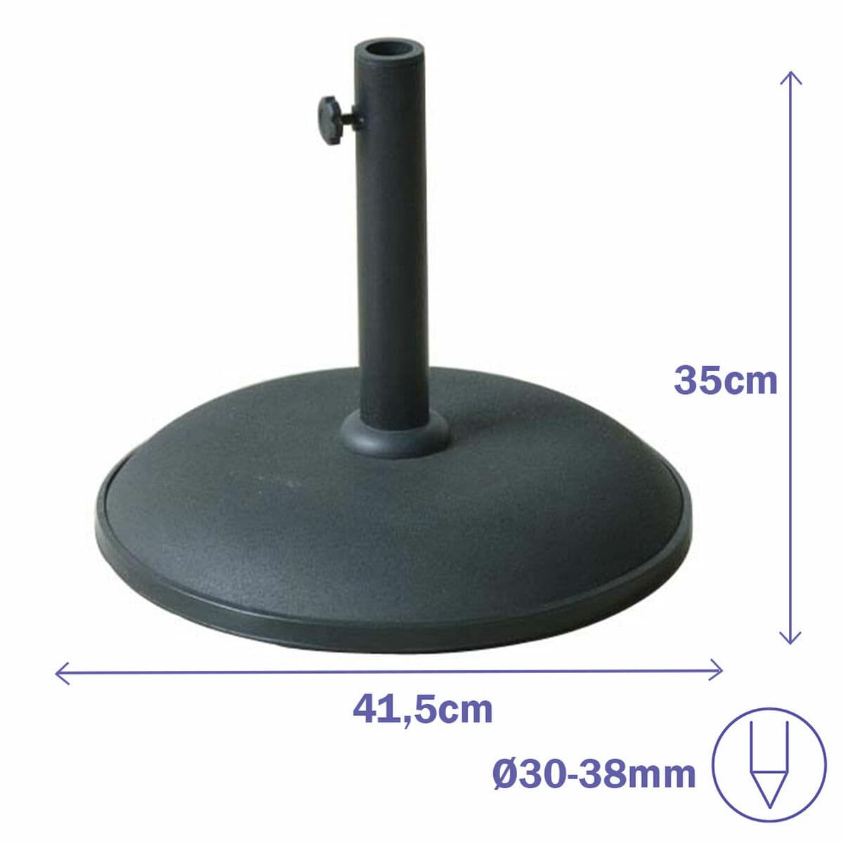 Marbueno Sonnenschirm-Basis Rund Beton 41,5x35 cm 15KG Schwarz Garten Terrasse - Thumbnail 2