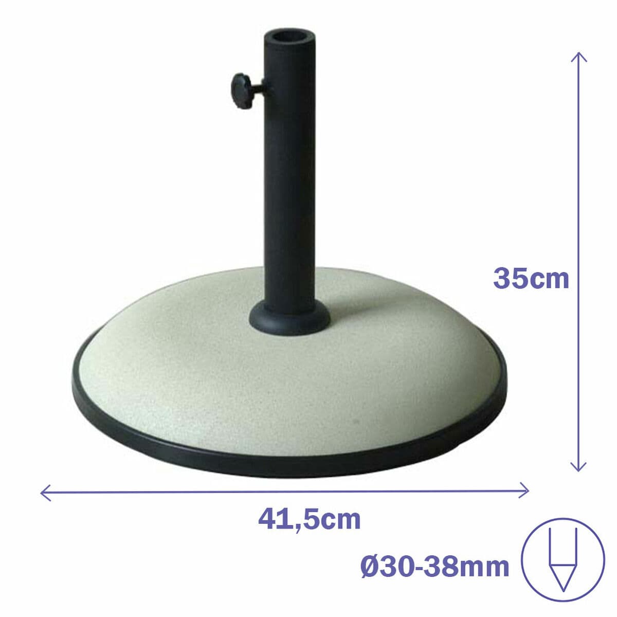 Marbueno Sonnenschirmbasis Rund Beton 41,5x35 cm 15KG Weiß Garten, Pool, Terrasse - Thumbnail 3