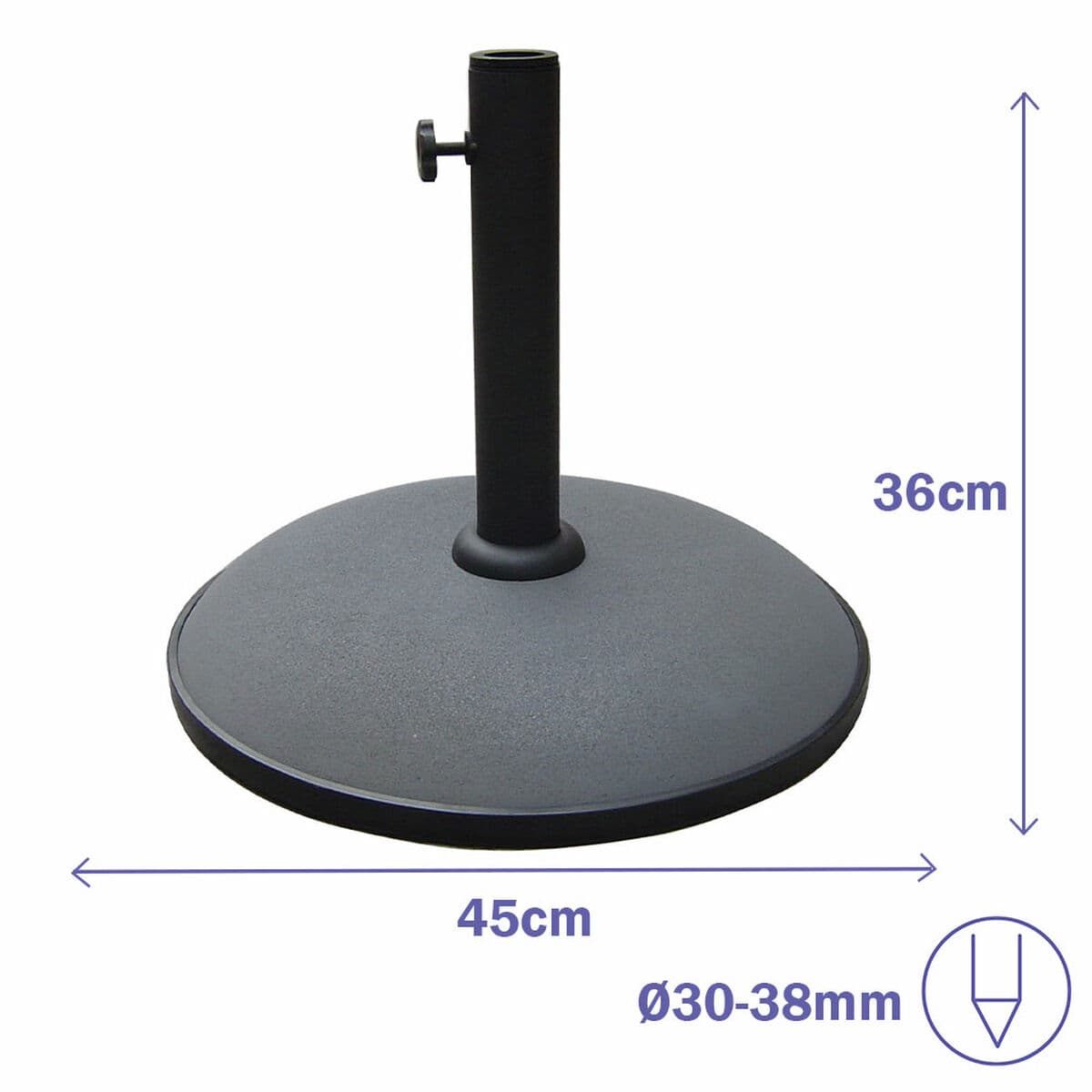 Marbueno Base Sonnenschirm Rund Beton 45x36 cm 20KG Grau Garten, Pool, Terrasse - Thumbnail 2