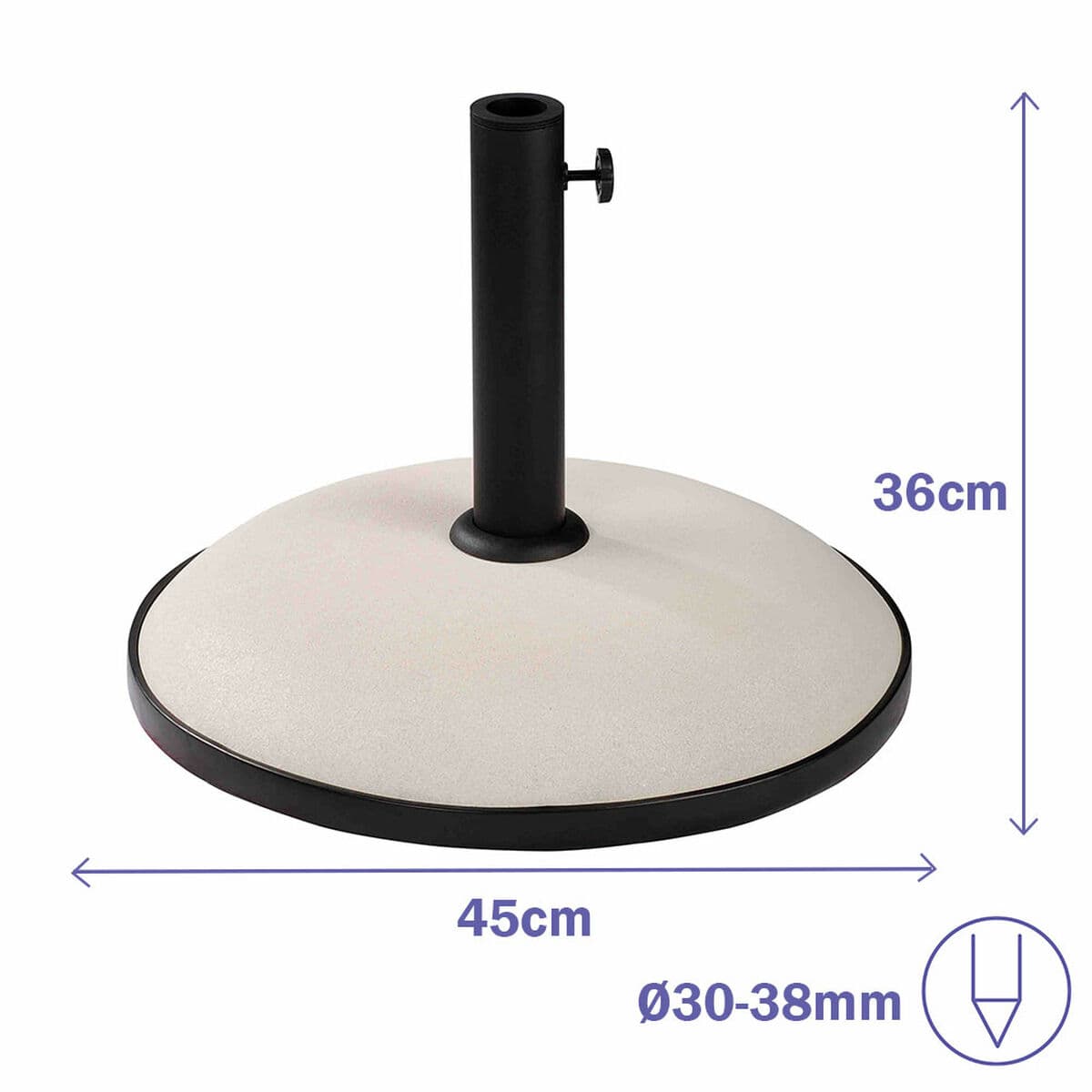 Marbueno Base Sonnenschirm Rund Beton 45x36 cm 20KG Weiß Garten, Pool, Terrasse - Thumbnail 2
