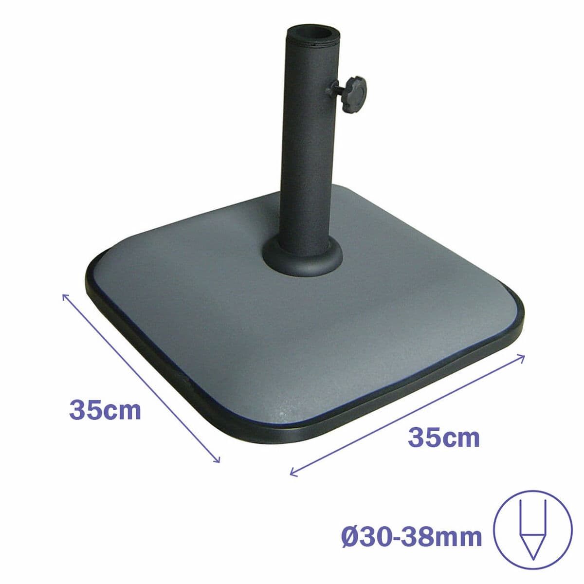 Marbueno Sonnenschirmbasis Quadrat Beton 35X35X5,2 cm 11KG Grau Garten Terrasse 10454 - Thumbnail 2