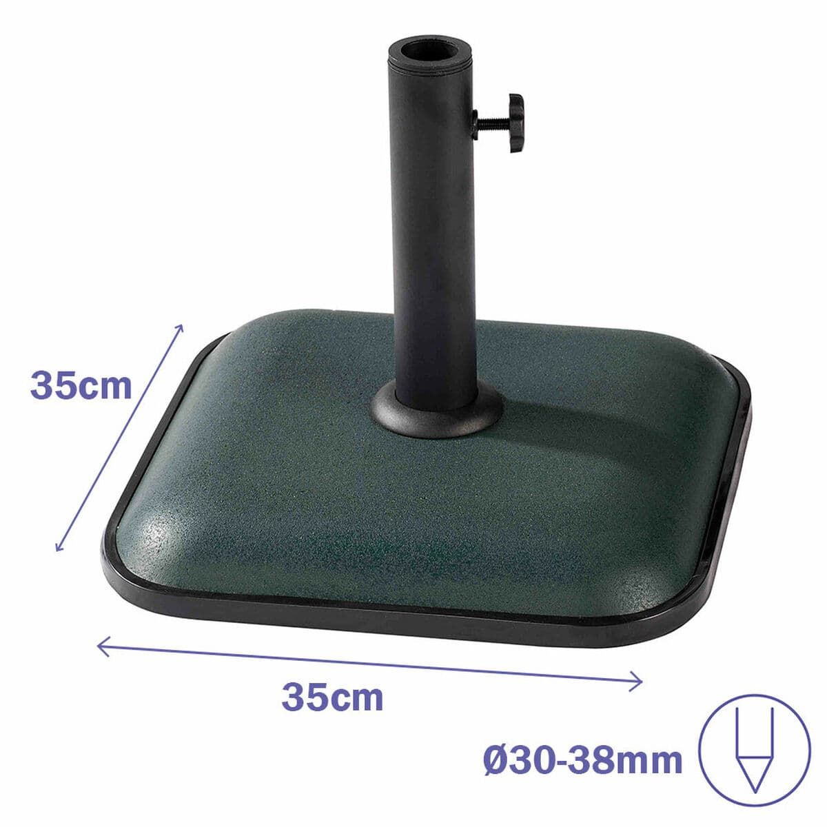 Marbueno Base Sonnenschirm Quadratisch Beton 35X35X5,2 cm 11KG Grün Garten 10456 - Thumbnail 2