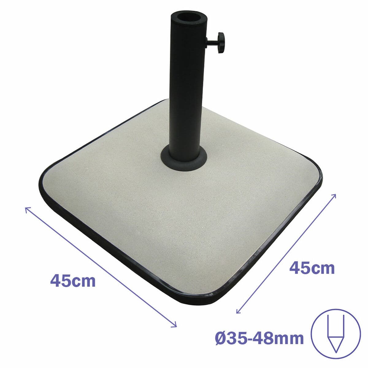 Marbueno Base Schirm Quadrat Beton 45X45X7,3 cm 25KG Weiß Garten, Pool, Terrasse - Thumbnail 2