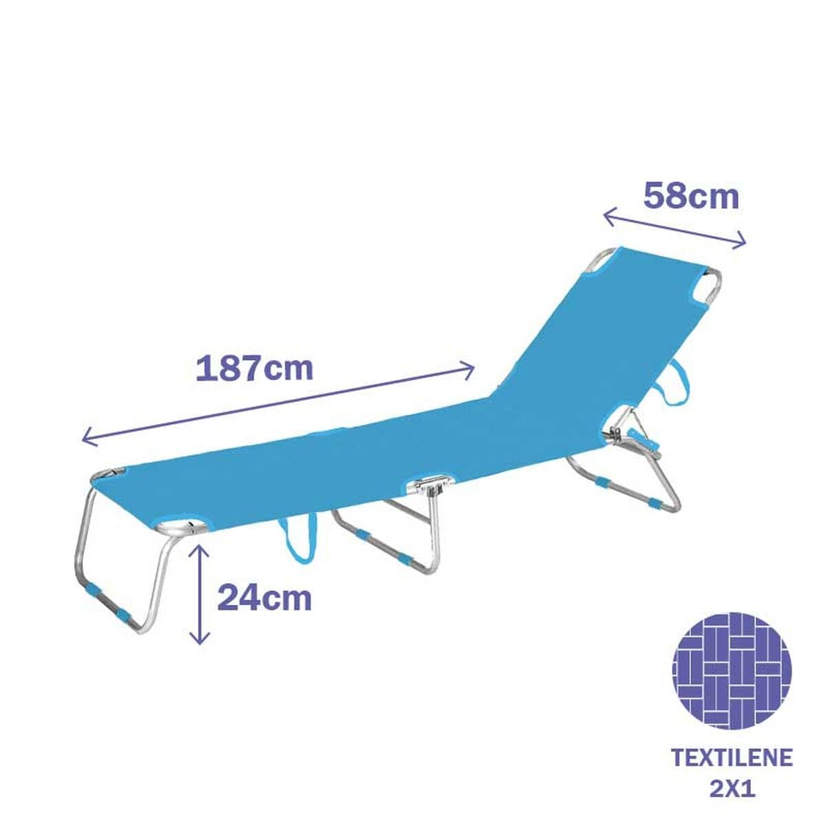 Marbueno Klappliege Aluminium Blau Strand und Pool 187X58X24 cm 10460 - Thumbnail 2