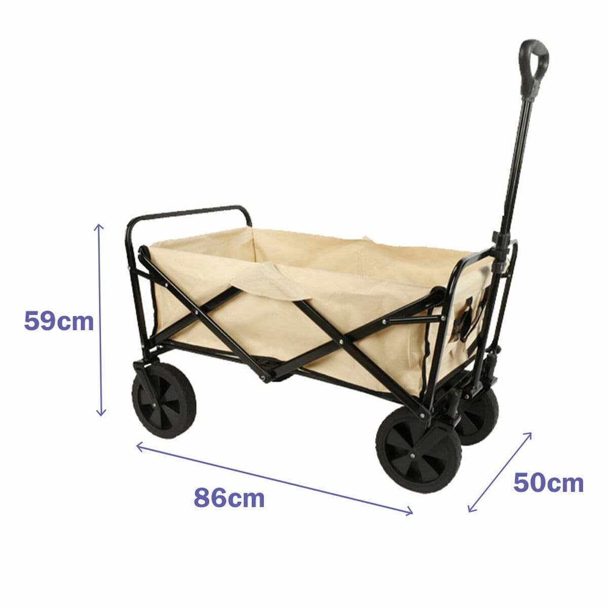 Marbueno Faltbarer Multiuswagen Stahl 150 KG Beige Garten, Strand, Camping 86X50X59 cm - Thumbnail 2