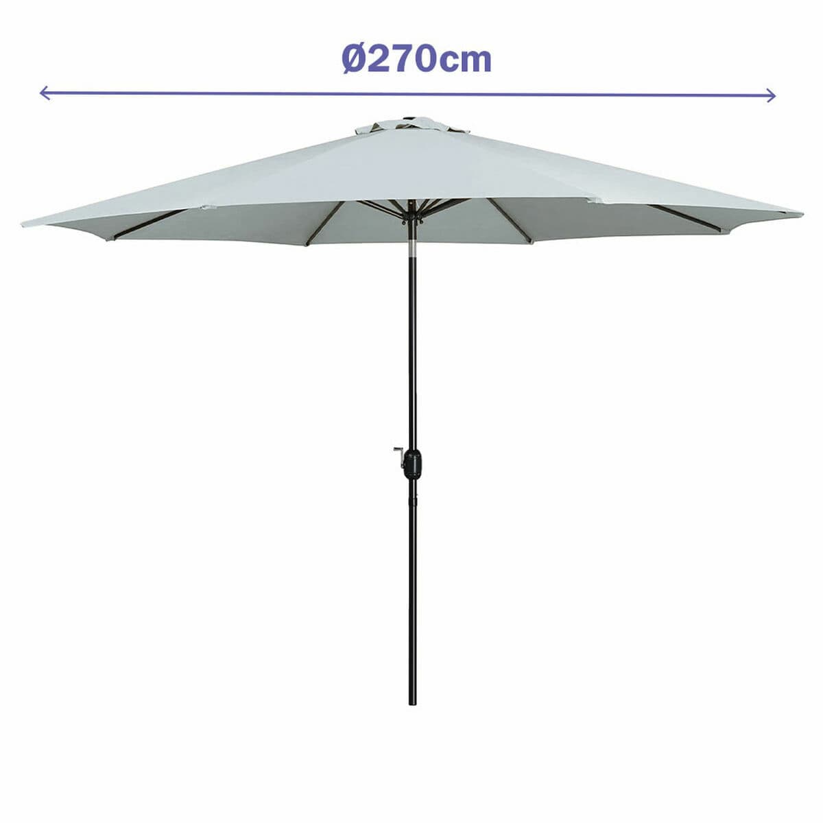 Marbueno Sonnenschirm Stahl 8 Streben D270 cm Polyester Weiß Garten, Pool, Terrasse - Thumbnail 2