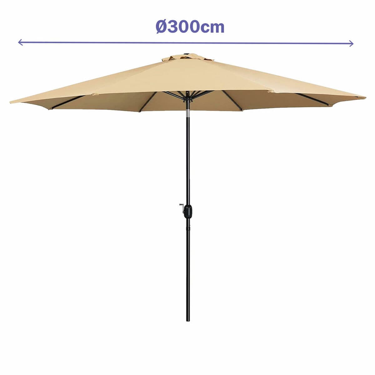 Marbueno Sonnenschirm Stahl 8 Streben D300 cm Polyester Braun Garten, Pool, Terrasse - Thumbnail 2