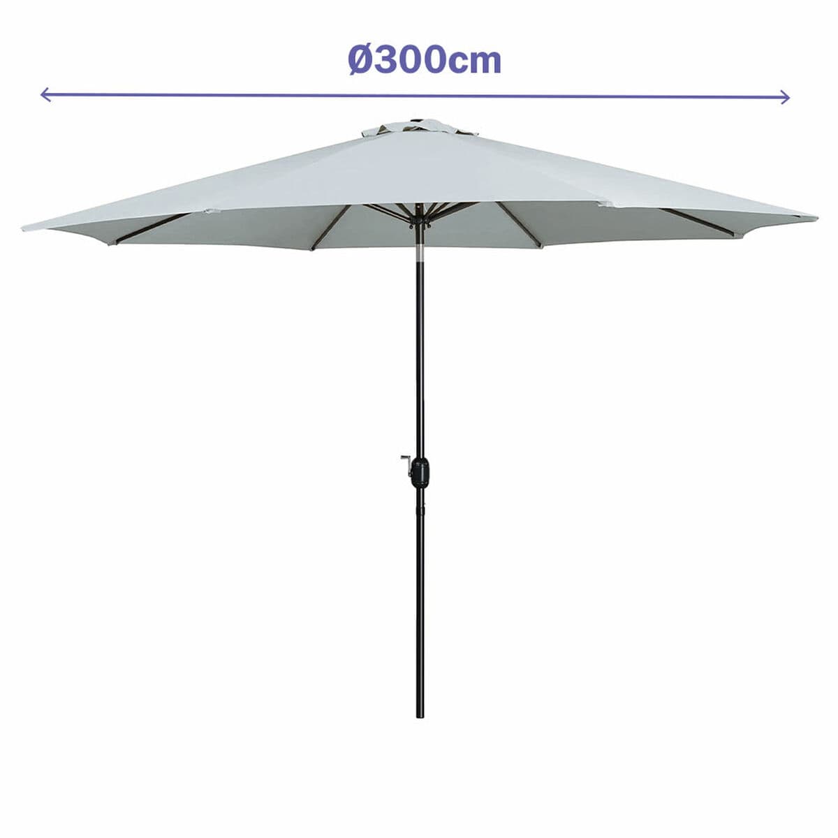 Marbueno Sonnenschirm Stahl 8 Streben D300 cm Polyester Weiß Garten, Pool, Terrasse - Thumbnail 2