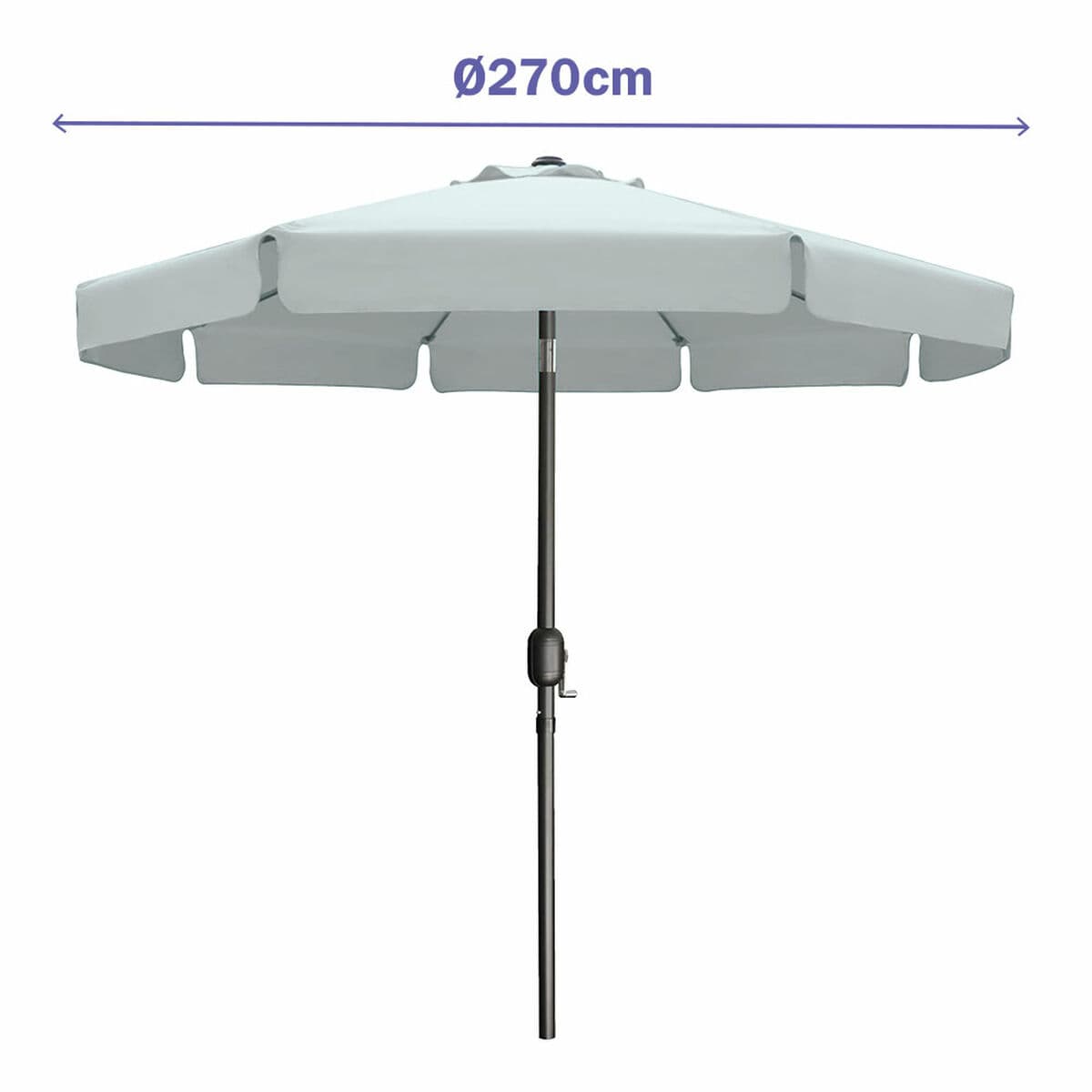 Marbueno Sonnenschirm Stahl 8 Streben D300 cm Polyester Weiß Garten, Pool, Terrasse - Thumbnail 2