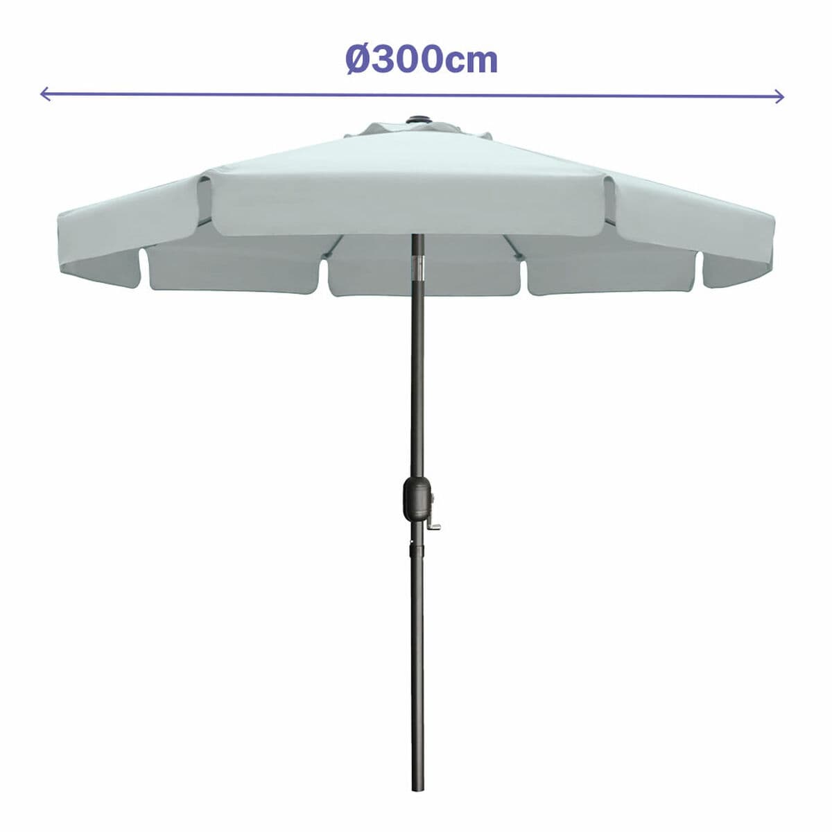 Marbueno Sonnenschirm Stahl 8 Streben D300 cm Polyester Weiß Garten, Pool 10491 - Thumbnail 2